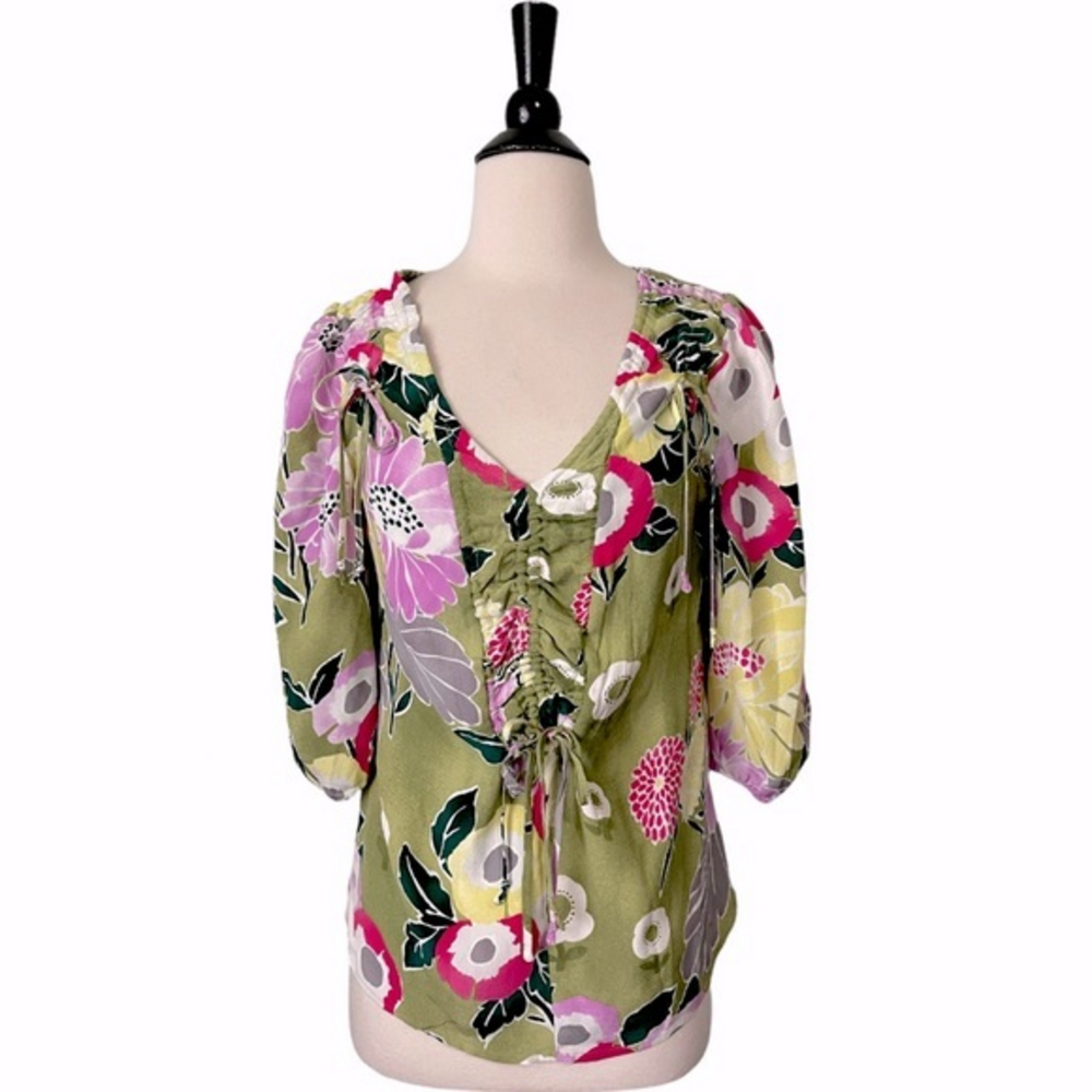 Anthropologie‎ Leifsdottir Floral Silk Blouse 2